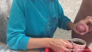 Stepmom Drinks Coffee With Stepsons Sperm Massive Cumshot Taboo Fetish