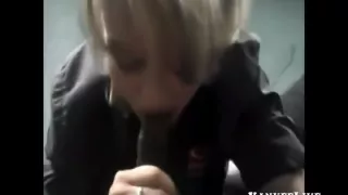 Blonde Gym Babe Swallowing Black Load