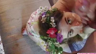 Cutie pie obediently sucks and gets slapped