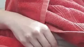 Hot girl in bath towel masturbates delicious and has orgasms
