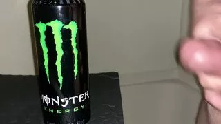Small Penis Shooting a Load And Pissing On An Empty Monster s Drink Can
