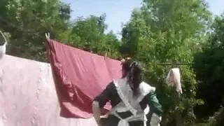 In planter clothes to hang laundry