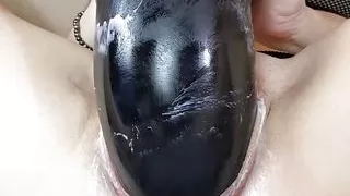 Gaping Dezi with a Massive Inflatable