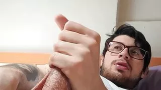 Twink jerks his dick with warm nutrient rich milk