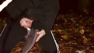 Gay motocross amateur cuming his yeezy sneakers outside