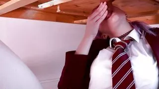 Massive milking table cumshot from 18 year old British lgirl