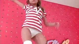 Ellie wide eyed teen fingers her pussy