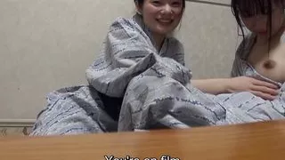 Adorable first time Japanese lesbians private vacation video