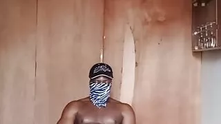 Horny guy masturbates while flaunting his big butts.