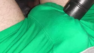 cute femboy twink sluts vacuums his body and underpants with a vacuum cleaner while sister is not seeing