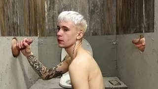 #256 Twink gave himself to two strangers right in the toilet
