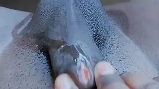 Tiny clitty sissy shemale masturbate and cum like water