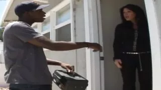 Interracial video with Kendra Secrets a slutty MILF with sexy tattoos and brown hair wants a BBC and drink cum