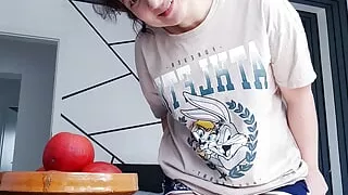 Indian College Girl masturbates without a bra, pees and squirts unstoppable, culminating many times