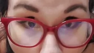 bbw sucking on a thrusting dildo sloppy blowjob 