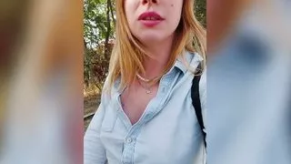Depraved Blonde Publicly Shows Her Big Tits - Outdoor Nudity