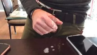 Standup masturbation in my dining room, verbal, intense orgasm and cumshot! I demonstrate a new lube!