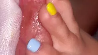 Green nails teasing and edging handjob