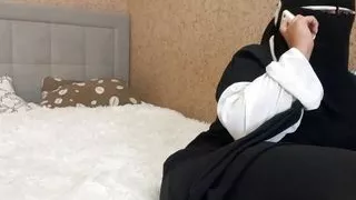 Sexy Arab wife talking on the phone and masturbating her pussy to orgasm