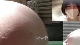 Kawaiiwife seduced her husband in the open-air bath, and he got a cock erection!