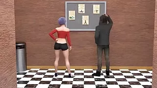 Myth academia: blowjob and cumshot in college bathroom-Ep3