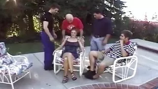 Stunning blonde MILF with an amazing body gets pounded by two BBC.