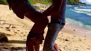 Sandy beaches and cute babes fucked in nature