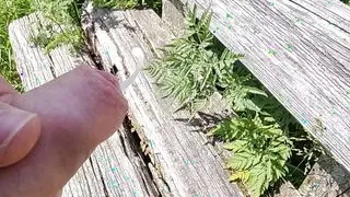 Fast Outdoor Cumshot on a Bench at a vantage point