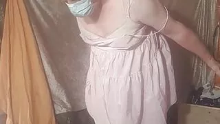 Stephanie in rubber skirt and corset