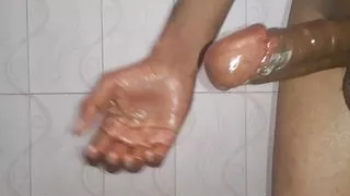 Handjob And Oil Massage into The Bathroom