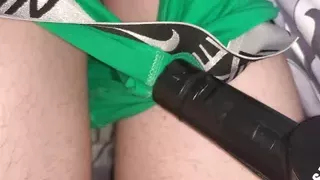 the vacuum cleaner strongly sucked the sperm of a young twink femboy