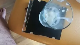 She drinks 11 loads of collected cum from a glass