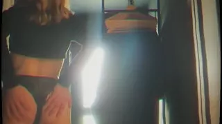 Ass showoff, putting tight pants on