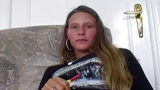 A sexy German teen with small tits having a great time with her sex toys