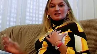 Hot blonde babe from Germany gets sprayed by a thick pecker