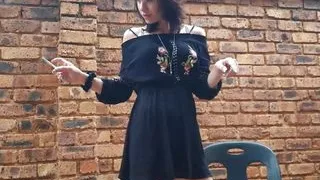 Petite girl pussy pissing and smoking