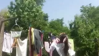 In planter outfit in satin dress