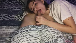 Teen Stepdaughter Makes Sweet Blowjob And Swallows All My Cum