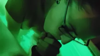 petite slut gives blowjob  in pool