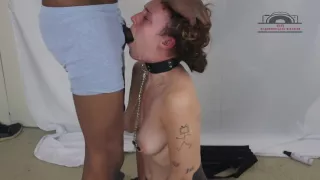 Sexy Deepthroat With Collar And Nipple Clamp Toy