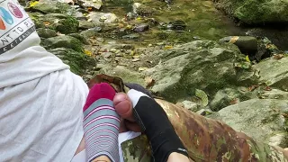 Outdoor Public Footjob Sockjob (cum On Smelly Feet)