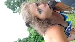 Nikki Belle In Gets A Huge Facial After Fucking And Sucking Her Bull Outside