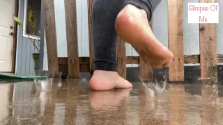 Bare Foot In The Rain Walking Stomping Foot Fetish - Glimpseofme