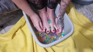 Pinky Pussy Rubs Her Feet Over Some Balls...but Not The Ones You Think