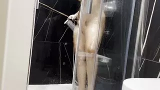 My step son watching me in the shower