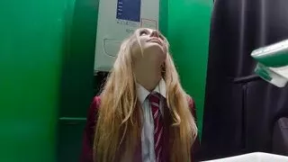 Gloryhole: 18 year old college girl sucks cock