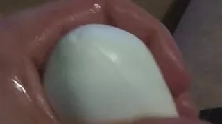 Masturbating With Bound Balls Cockrings Stroker Toy And Masturbator Egg