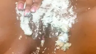 Horny teen thot playing in cake for her 18th birthday