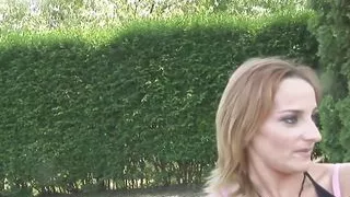 Mature Sabriana Douglas a big slut with a shaved pussy and golden hair loves to be pleasured in her pussy