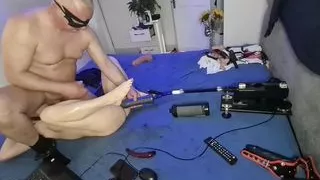 Very hot video of sexy milf being fucked by a huge dildo while licking his asshole